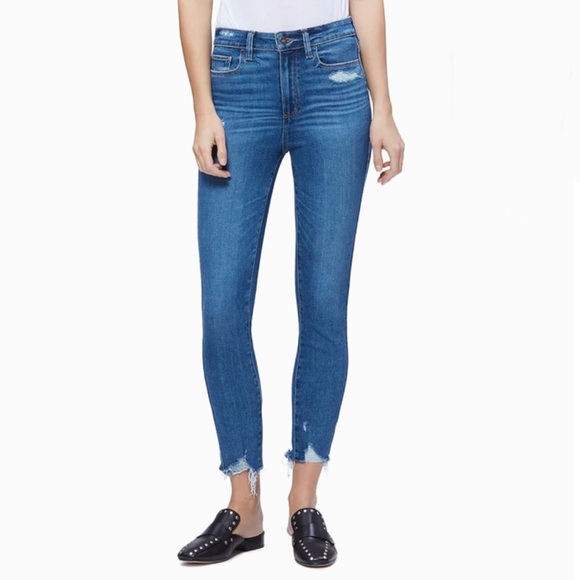 PAIGE Denim - PAIGE HOXTON ANKLE SKINNY FRAYED HEM RIPPED SKINNY JEANS 23